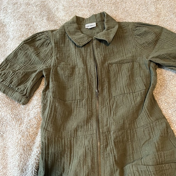 Anthropologie RARE The Odells Textured Green Jumpsuit - Picture 6 of 7